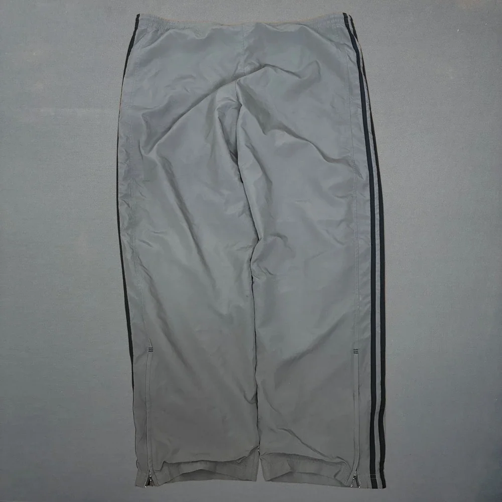 VTG Y2K Adidas Gray 3 Stripe Track Pants Men's Size XL 42x30 Baggy Wide Leg